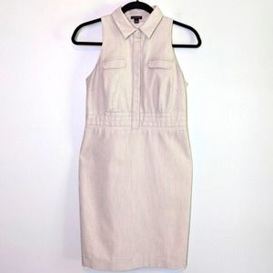 Ann Taylor sleeveless dress gray white stripe sz 2